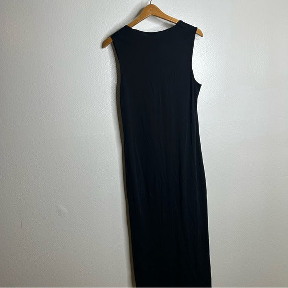 Vince VINCE 100% Pima Cotton Sqaure Neck Midi Dress With Side Slit - Cotton