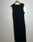VINCE 100% Pima Cotton Sqaure Neck Midi Dress With Side Slit