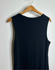 VINCE 100% Pima Cotton Sqaure Neck Midi Dress With Side Slit