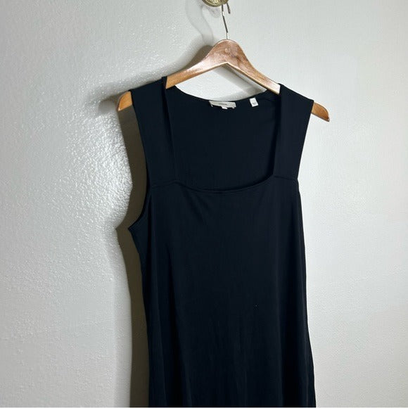 Vince VINCE 100% Pima Cotton Sqaure Neck Midi Dress With Side Slit - Cotton