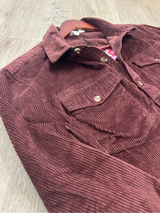 Roxy 100% Cotton 'Let it Go Cord' Button Down Corduroy Shirt Jacket