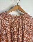 Cleobella 100% Organic Cotton Belted Puff Sleeve Mini Dress Orange Floral