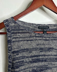 Eileen Fisher 100% Organic Linen Knit Tunic Long Tank Top Navy Blue Cream