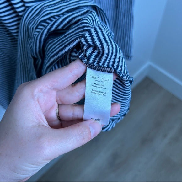 Rag &amp; Bone 100% Cotton Striped Long Sleeve T- Shirt Dress