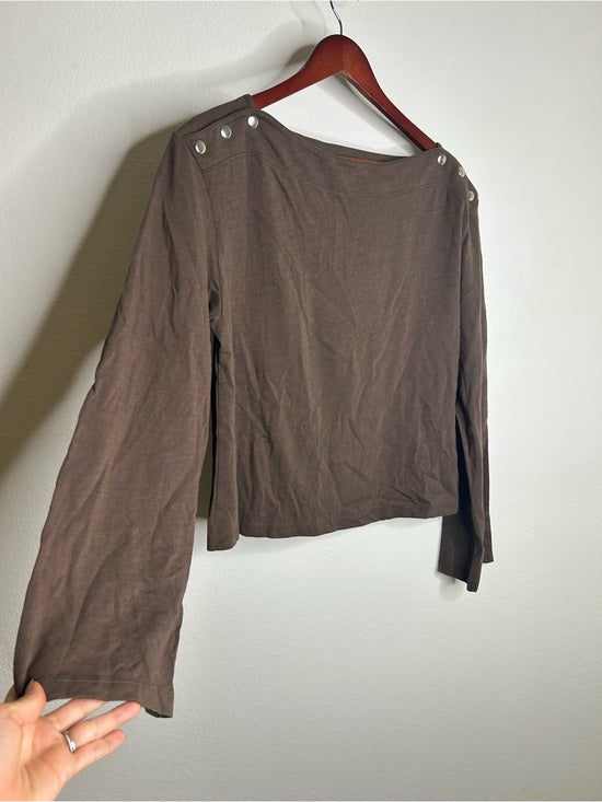 Nation LA 100% Cotton Rochelle Boat-Neck Sweater in Espresso Brown