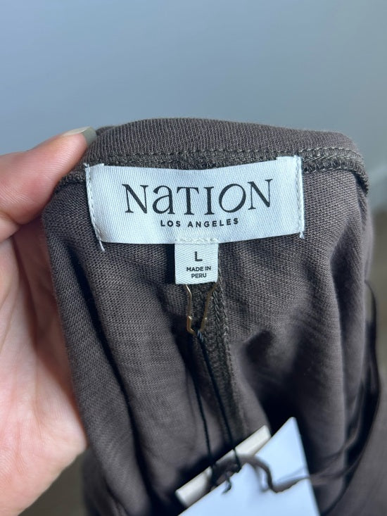 Nation LA 100% Cotton Rochelle Boat-Neck Sweater in Espresso Brown