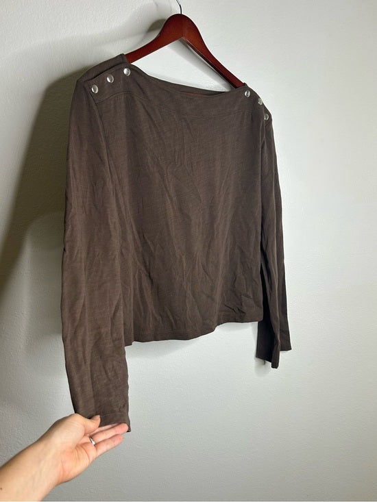 Nation LA 100% Cotton Rochelle Boat-Neck Sweater in Espresso Brown