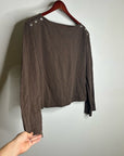 Nation LA 100% Cotton Rochelle Boat-Neck Sweater in Espresso Brown