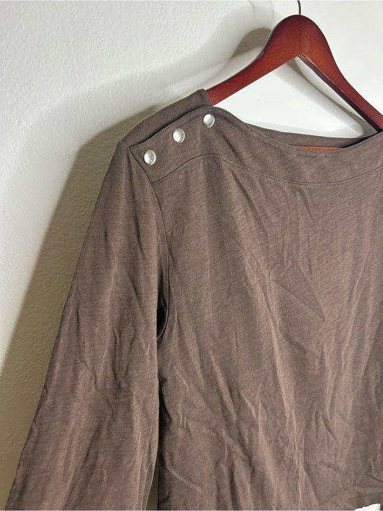 Nation LA 100% Cotton Rochelle Boat-Neck Sweater in Espresso Brown