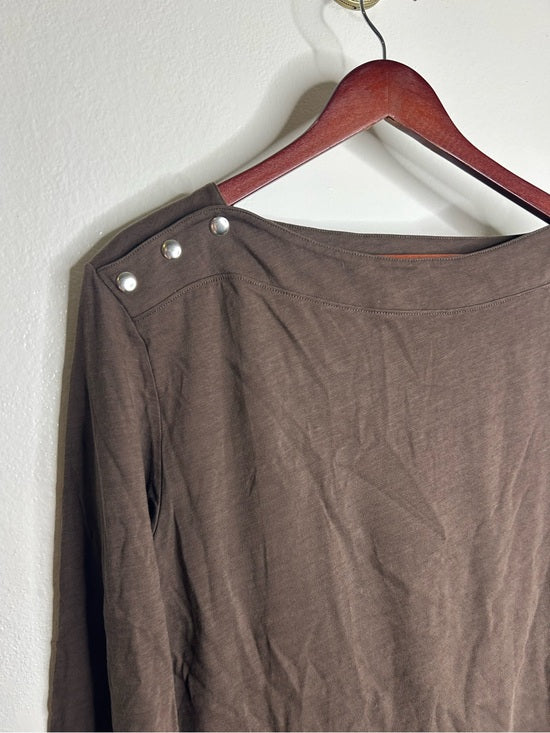 Nation LA 100% Cotton Rochelle Boat-Neck Sweater in Espresso Brown