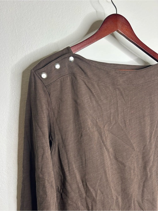Nation LA 100% Cotton Rochelle Boat-Neck Sweater in Espresso Brown