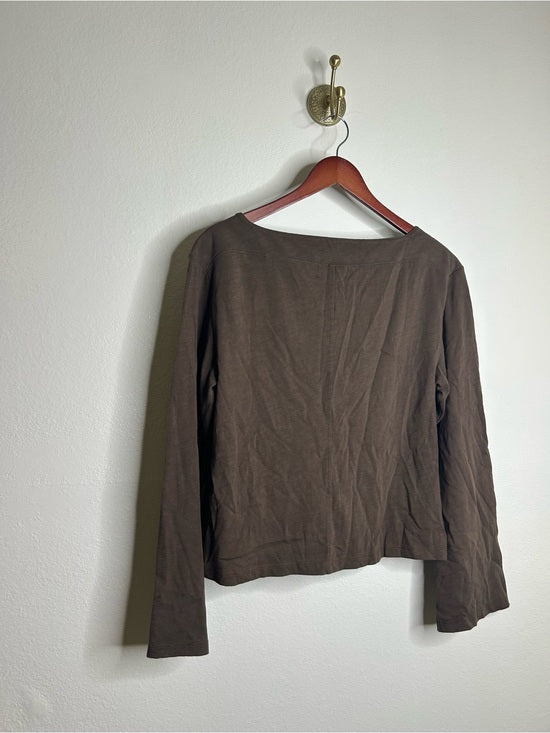Nation LA 100% Cotton Rochelle Boat-Neck Sweater in Espresso Brown