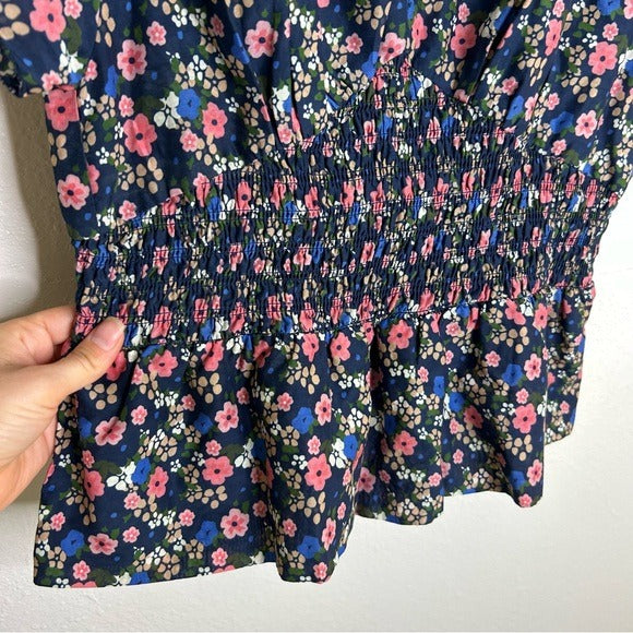 Trovata Paloma Cotton Silk Ruched Floral Blouse