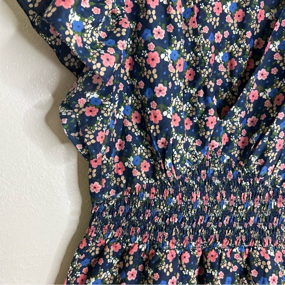 Trovata Paloma Cotton Silk Ruched Floral Blouse