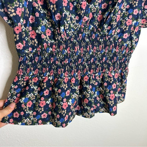 Trovata Paloma Cotton Silk Ruched Floral Blouse