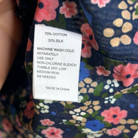 Trovata Paloma Cotton Silk Ruched Floral Blouse