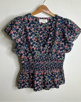 Trovata Paloma Cotton Silk Ruched Floral Blouse