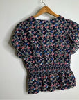 Trovata Paloma Cotton Silk Ruched Floral Blouse