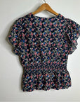 Trovata Paloma Cotton Silk Ruched Floral Blouse