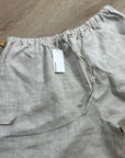 Reformation 100% Linen Ethan Relaxed Fit Cargo Wide Leg Pant in Oatmeal