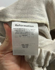 Reformation 100% Linen Ethan Relaxed Fit Cargo Wide Leg Pant in Oatmeal