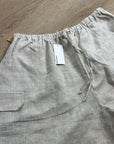 Reformation 100% Linen Ethan Relaxed Fit Cargo Wide Leg Pant in Oatmeal