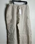 Reformation 100% Linen Ethan Relaxed Fit Cargo Wide Leg Pant in Oatmeal