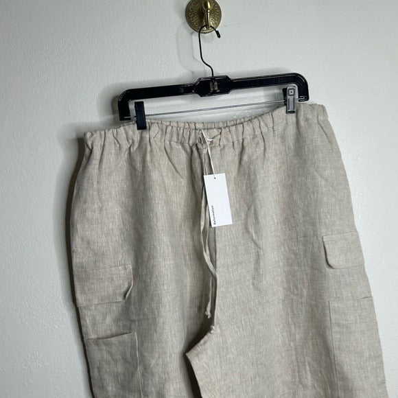 Reformation Reformation 100% Linen Ethan Relaxed Fit Cargo Wide Leg Pant in Oatmeal - Linen