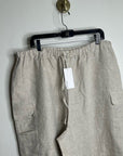 Reformation 100% Linen Ethan Relaxed Fit Cargo Wide Leg Pant in Oatmeal