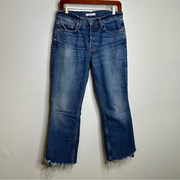 GRLFRND GRLFRND 100% Cotton Tatum Curved Step Hem Jeans - Cotton, Denim