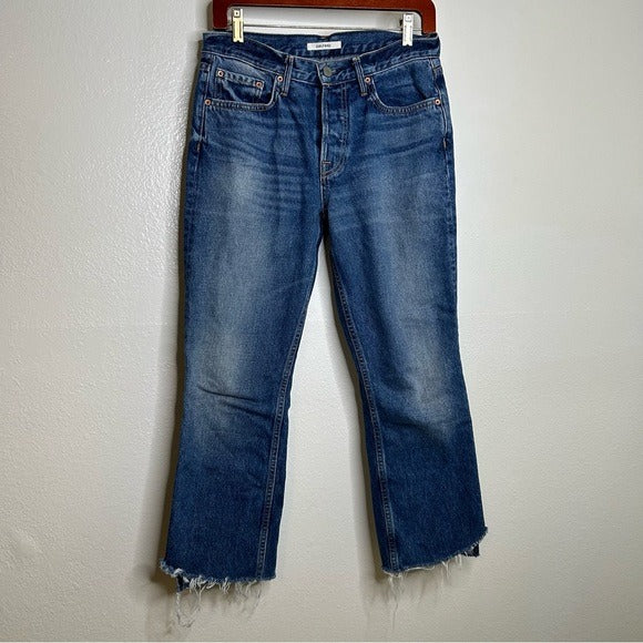 GRLFRND GRLFRND 100% Cotton Tatum Curved Step Hem Jeans - Cotton, Denim