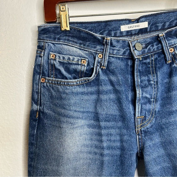 GRLFRND GRLFRND 100% Cotton Tatum Curved Step Hem Jeans - Cotton, Denim