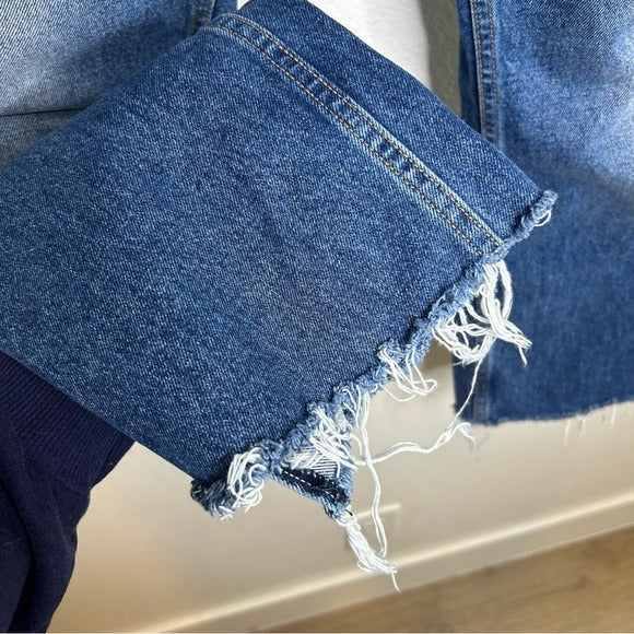 GRLFRND GRLFRND 100% Cotton Tatum Curved Step Hem Jeans - Cotton, Denim