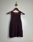 Enza Costa Wool Cashmere Knit Scoop Neck Chocolate Brown Sweater Tank