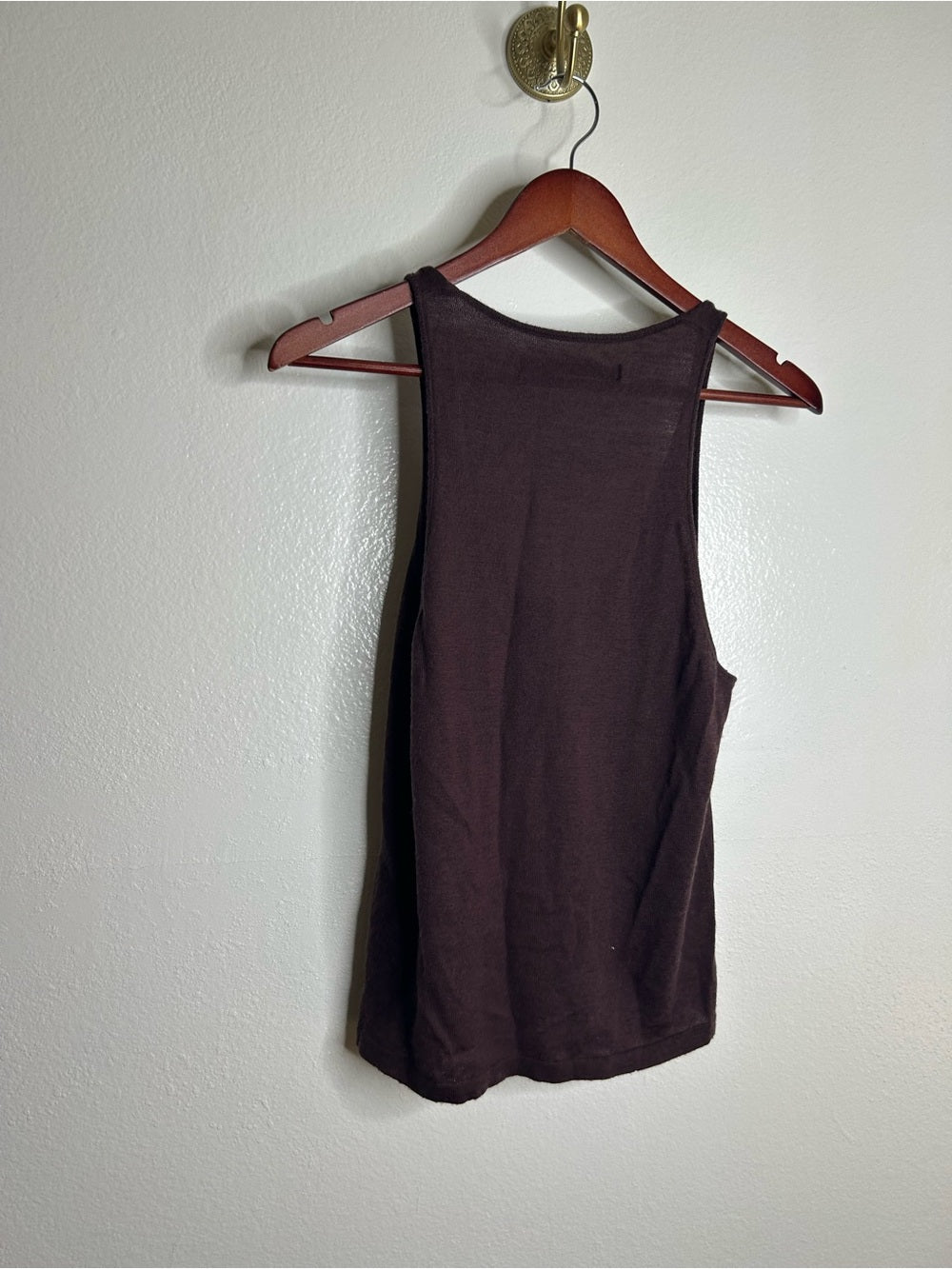 Enza Costa Wool Cashmere Knit Scoop Neck Chocolate Brown Sweater Tank