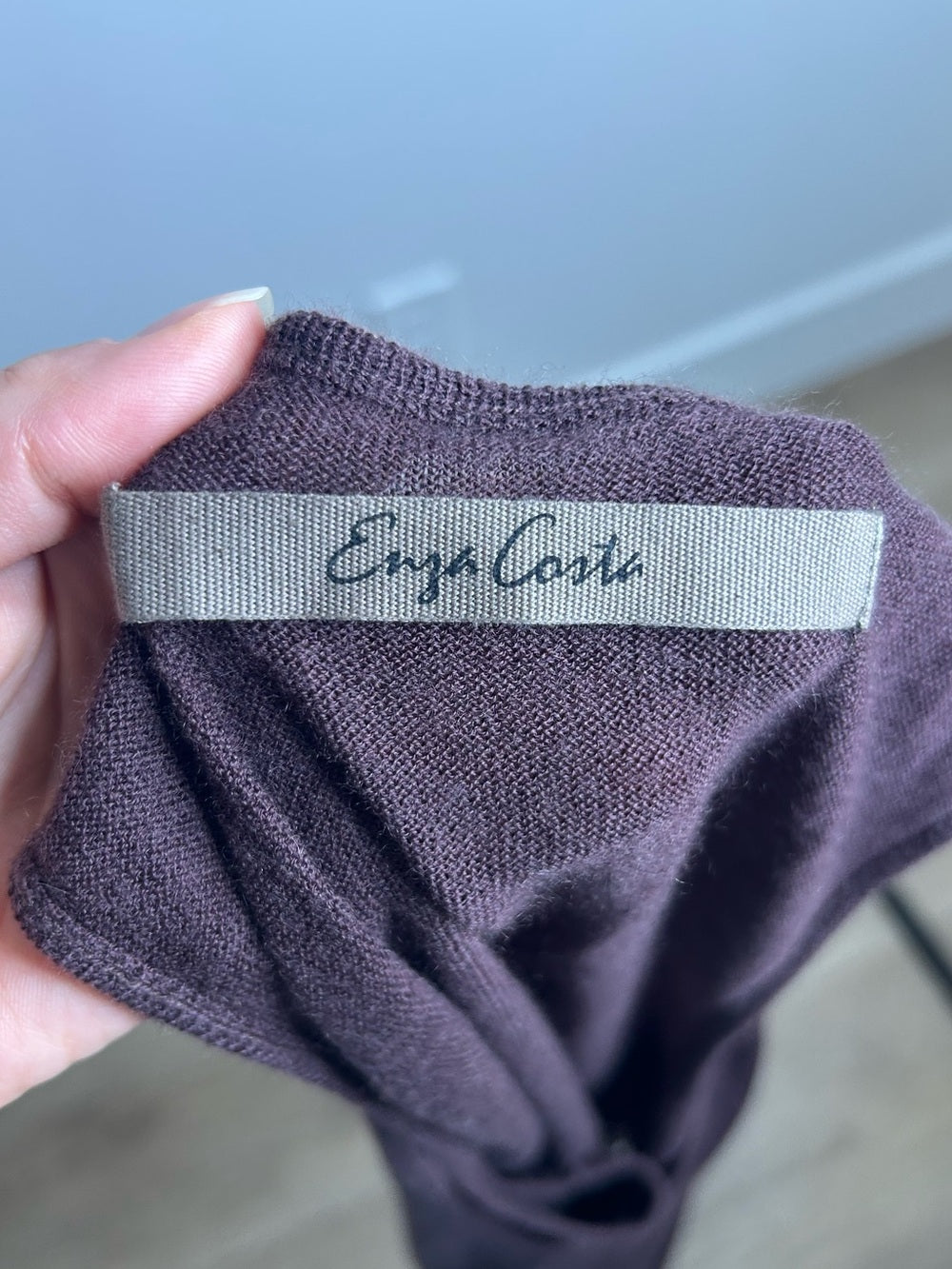 Enza Costa Wool Cashmere Knit Scoop Neck Chocolate Brown Sweater Tank
