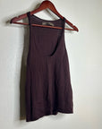 Enza Costa Wool Cashmere Knit Scoop Neck Chocolate Brown Sweater Tank