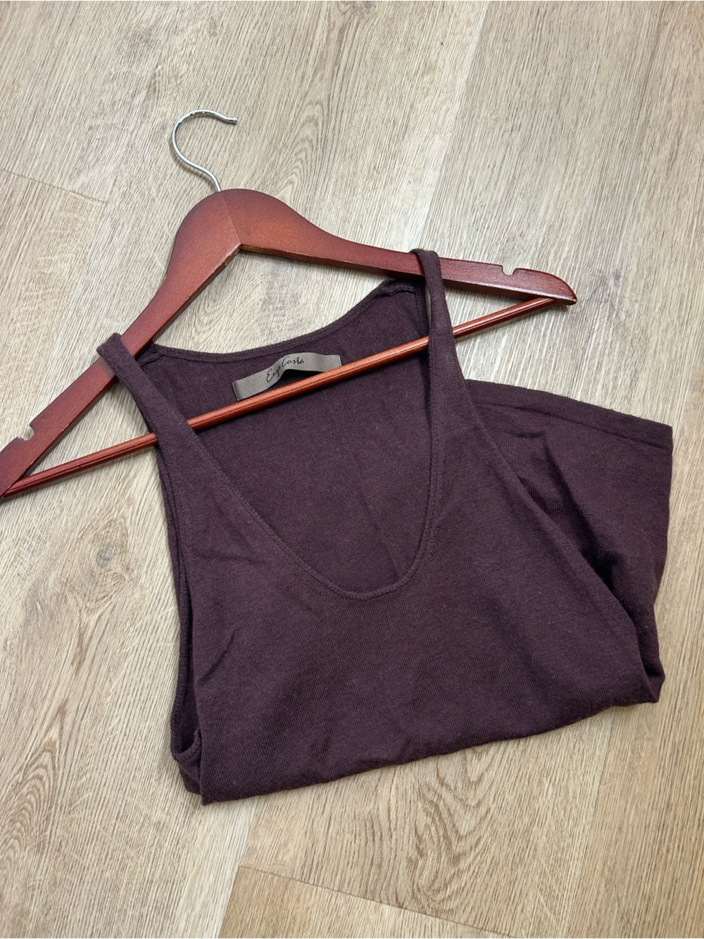Enza Costa Enza Costa Wool Cashmere Knit Scoop Neck Chocolate Brown Sweater Tank - Wool, Cashmere