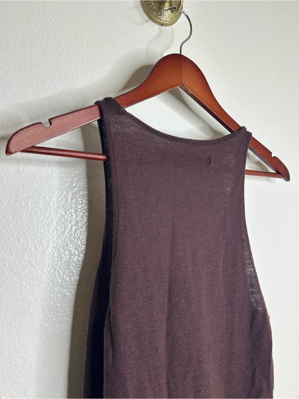 Enza Costa Wool Cashmere Knit Scoop Neck Chocolate Brown Sweater Tank
