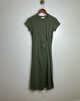 Nation 100% Pima Cotton Army Green Frida Twist T - Shirt Midi Dress
