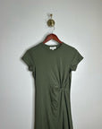 Nation 100% Pima Cotton Army Green Frida Twist T - Shirt Midi Dress