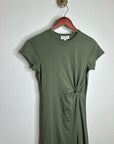 Nation 100% Pima Cotton Army Green Frida Twist T - Shirt Midi Dress