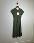 Nation 100% Pima Cotton Army Green Frida Twist T - Shirt Midi Dress