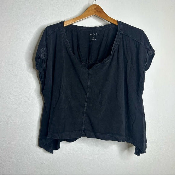 Anthropologie Anthropologie Pilcro 100% Cotton Washed Black Oversized Raw Hem - Cotton
