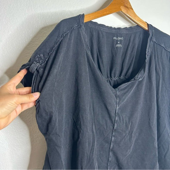 Anthropologie Pilcro 100% Cotton Washed Black Oversized Raw Hem