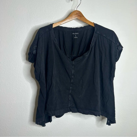 Anthropologie Anthropologie Pilcro 100% Cotton Washed Black Oversized Raw Hem - Cotton