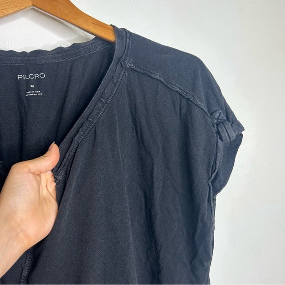 Anthropologie Anthropologie Pilcro 100% Cotton Washed Black Oversized Raw Hem - Cotton