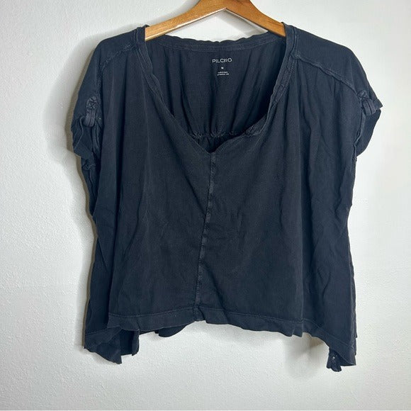 Anthropologie Anthropologie Pilcro 100% Cotton Washed Black Oversized Raw Hem - Cotton