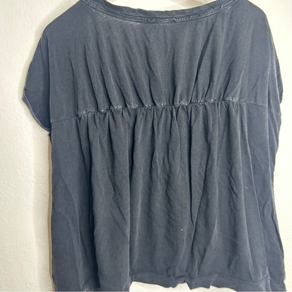 Anthropologie Pilcro 100% Cotton Washed Black Oversized Raw Hem
