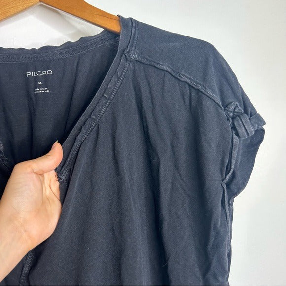 Anthropologie Pilcro 100% Cotton Washed Black Oversized Raw Hem